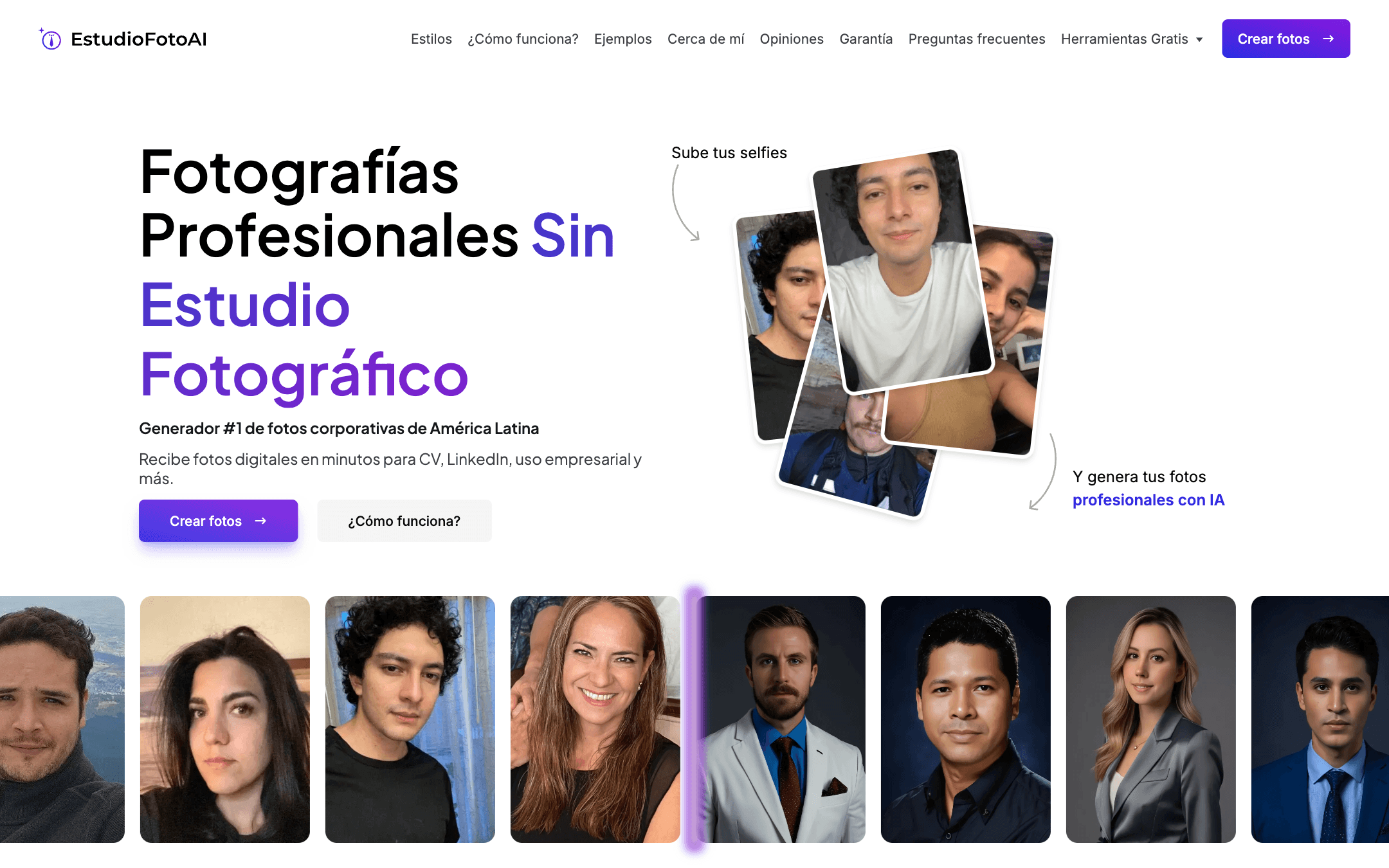 Screenshot of Estudio Foto AI in production