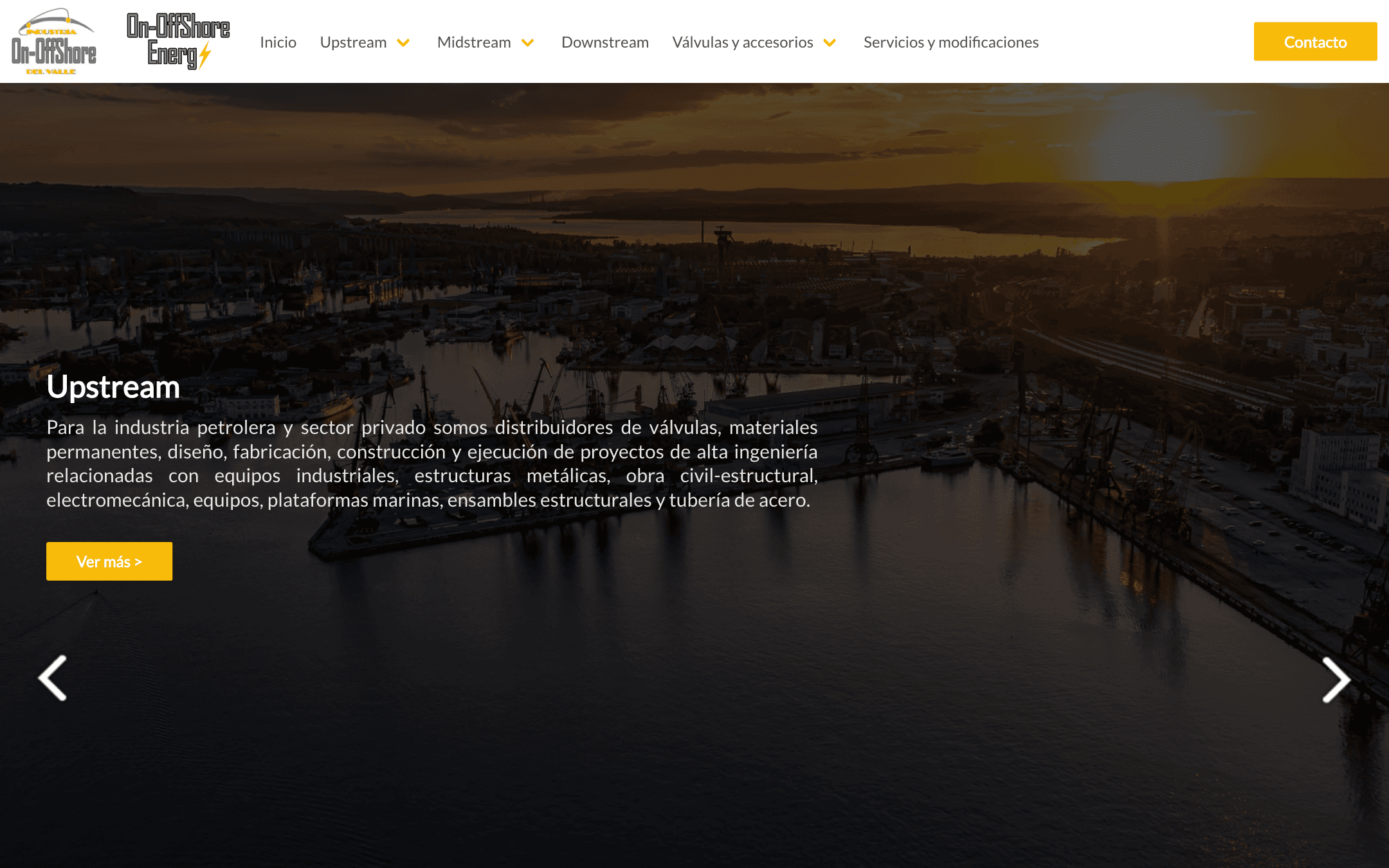 Screenshot of the Industria On-Offshore site